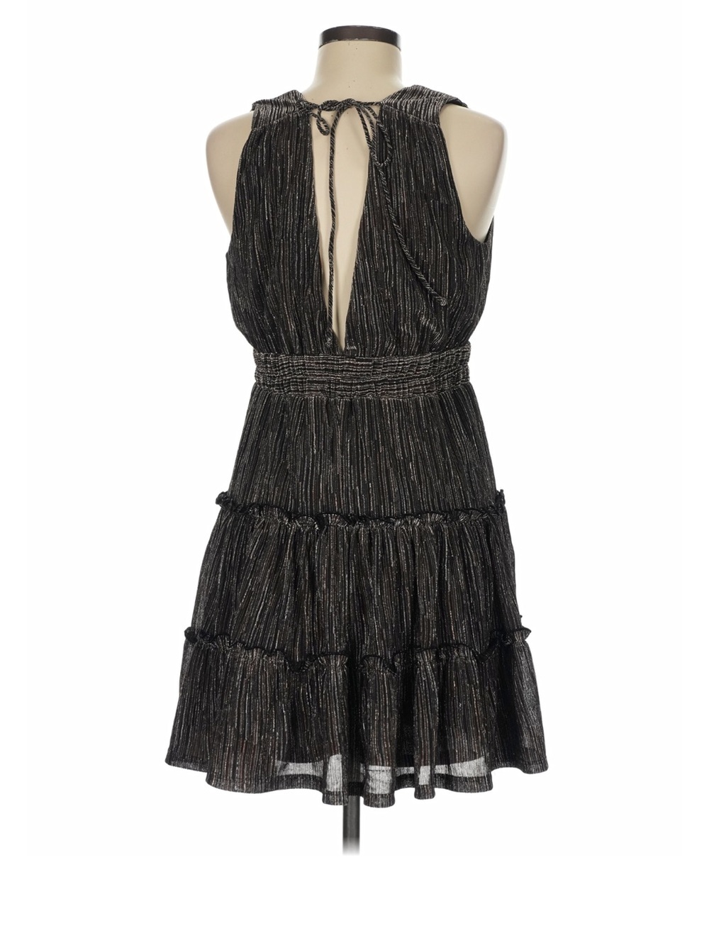 Tiered Metallic Mini Dress Dark Coquette Romantic Vintage inspired Ruffle Small - Picture 13 of 14